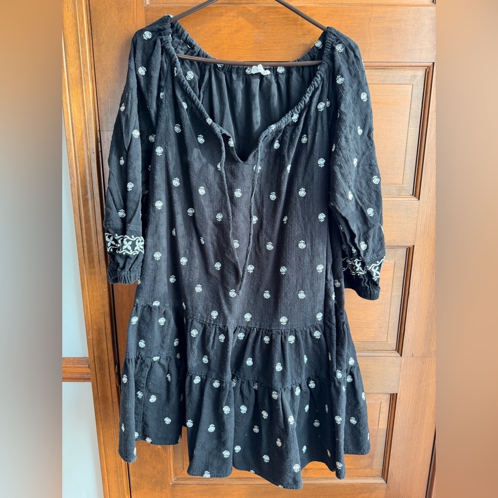A Loves A Long Sleeve Embroidered Swing Dress